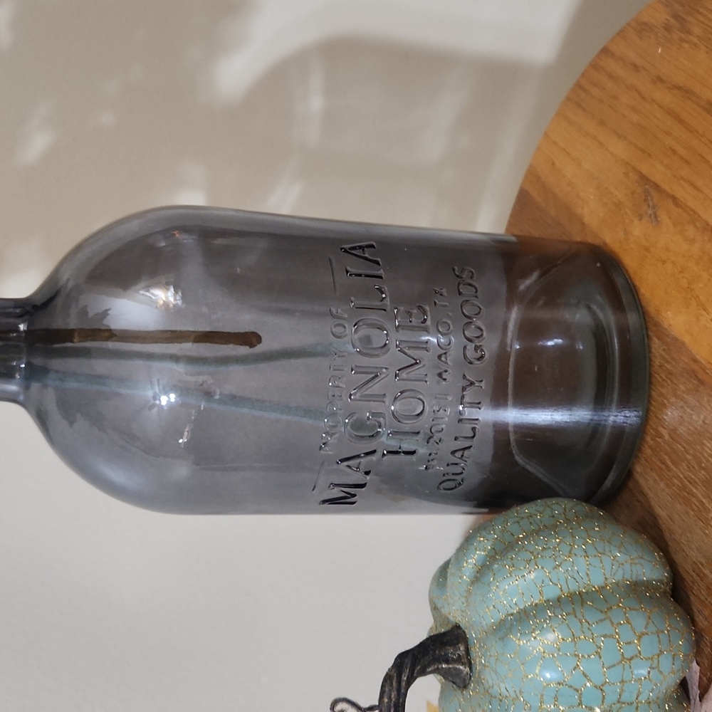 Pretty medium gray glass bottle vase. - Picture 7 of 7